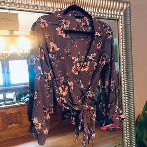 Floral mauve wrap blouse